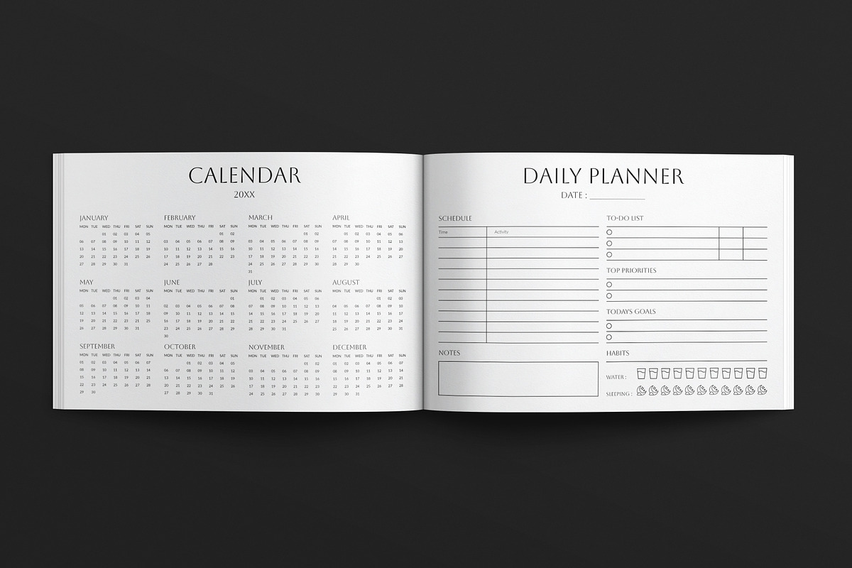 Digital Planner Template Landscape, a Brochure Template by E-Type (Photo 2 of 7)