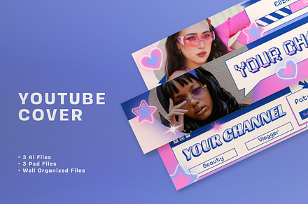 Y2K Beauty Vlogger Youtube Banner, a Social Media Template by graphicook