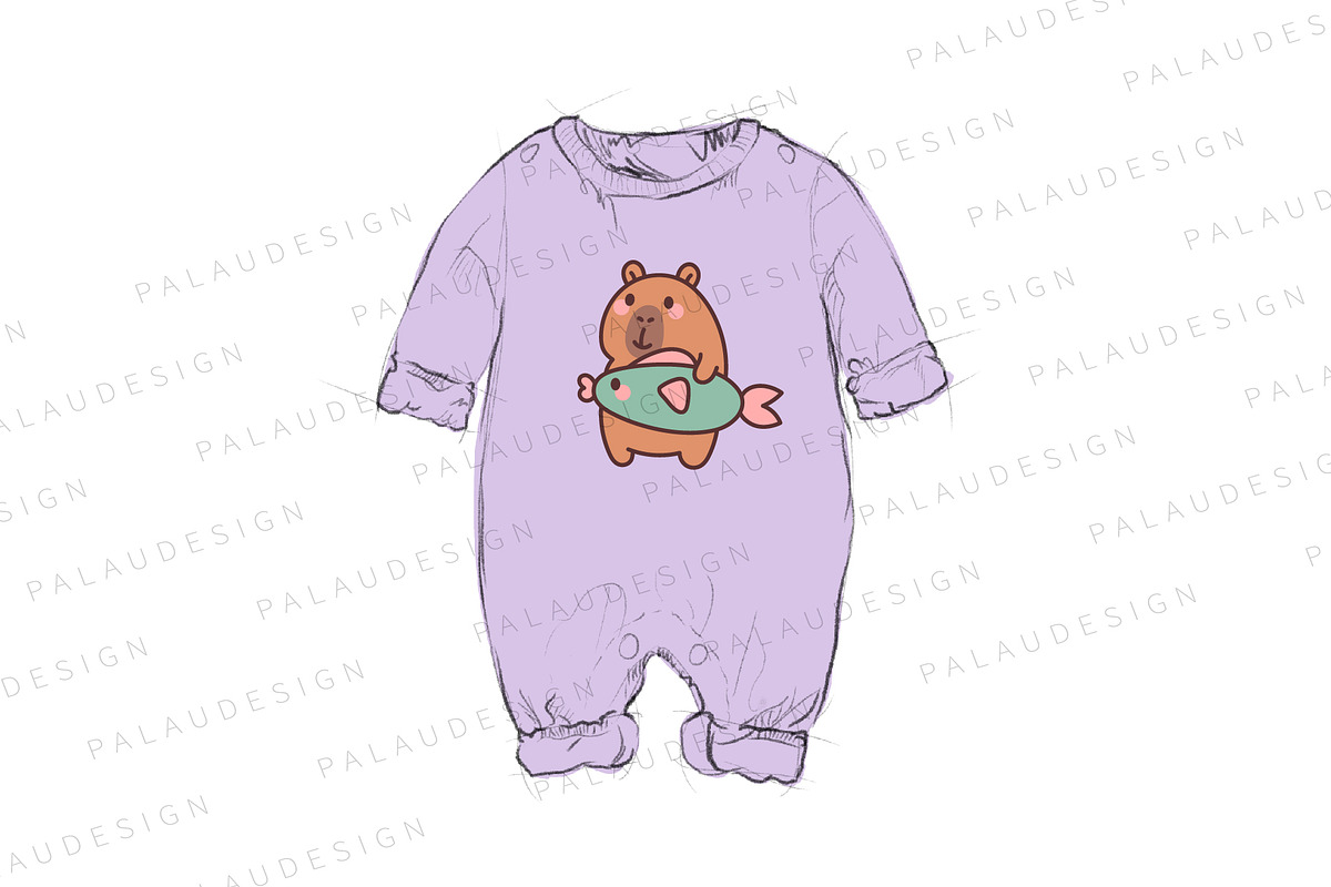 Kawaii Capybara Fishing, an Animal Illustration by Palau (Photo 8 of 12)