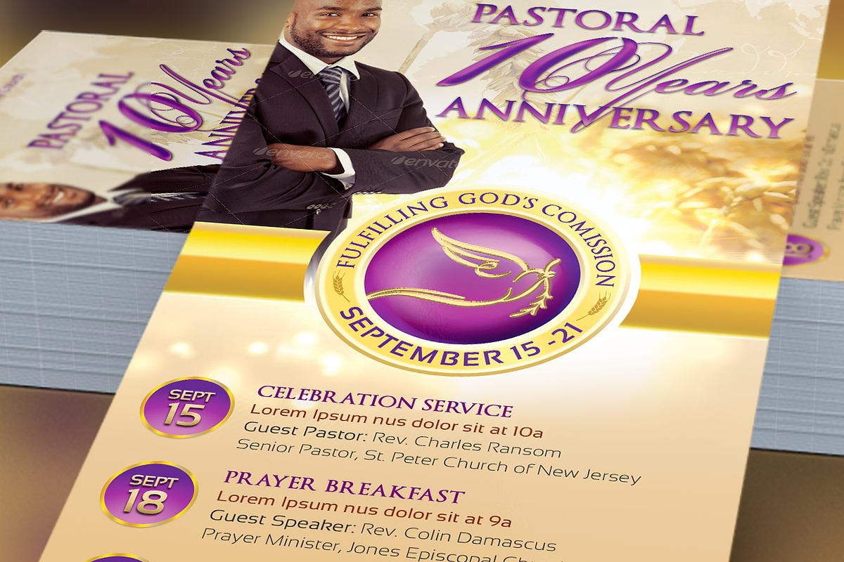 Clergy Anniversary Rack Card, a Flyer Template by Godserv Designs (Photo 2 of 4)
