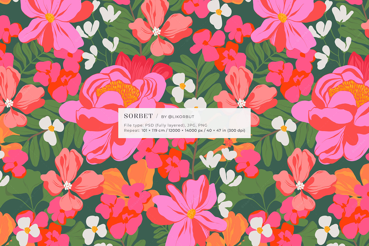 Bold Bloom Tropical Flower Pattern, a Pattern Graphic by likorbut (Photo 2 of 14)