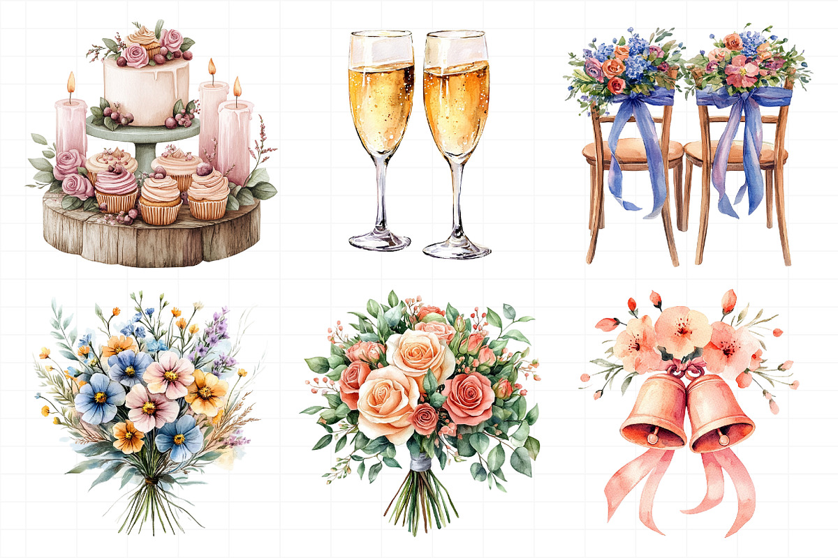 Wedding Watercolor Clipart, an Illustration by Daily.Designs (Photo 4 of 7)