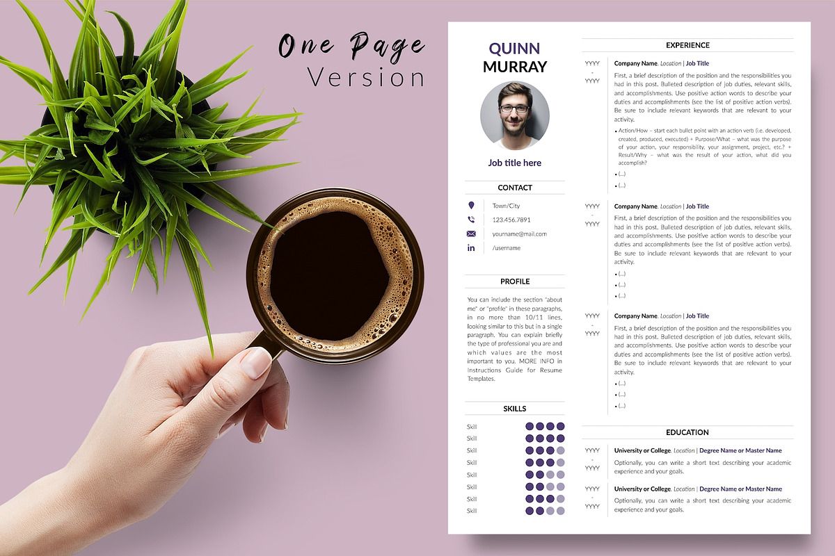 Modern Resume Template / CV - Quinn, a Resume Template by Templates Design Co. (Photo 2 of 17)
