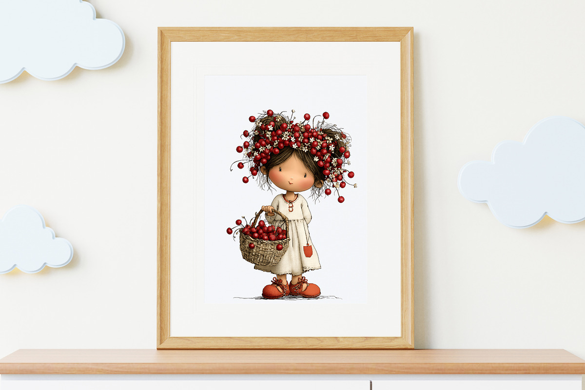 Cherry Girl Watercolor Clipart, a Person Illustration by Nicolle's Colorful Art (Photo 6 of 10)