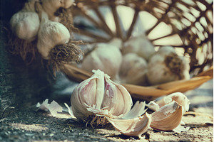 Macro of peeled garlic cloves on, a Food & Drink Photo by Rohan Photography