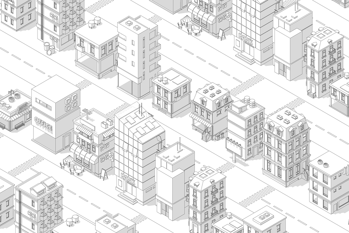 Isometric City Quarter, Vector Set, a Transportation Illustration by Ilia Design (Photo 2 of 7)