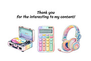 Watercolor Retro Gadgets Stikers, a Decorative Illustration by InkyQueenArt (Thumbnail 5 of 5)