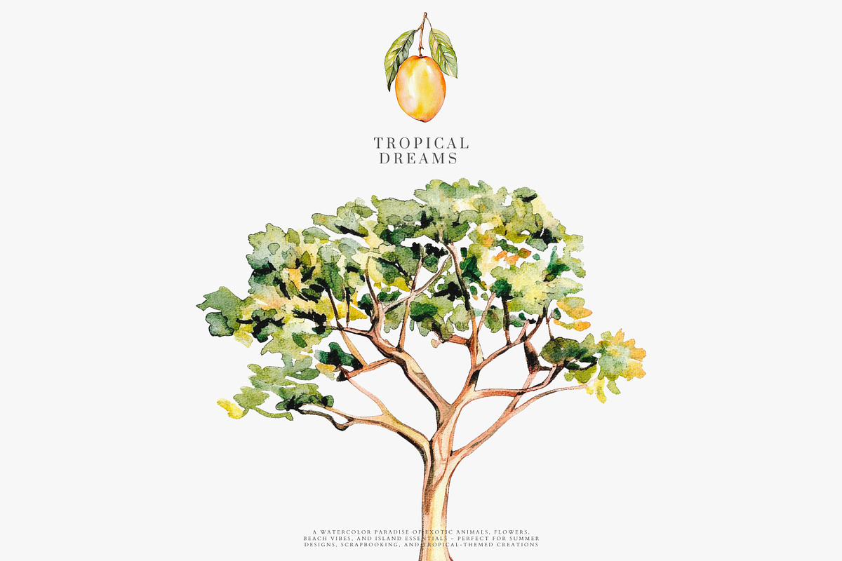 Watercolor tropical clipart set, a Decorative Illustration by Patishop Art (Photo 8 of 10)