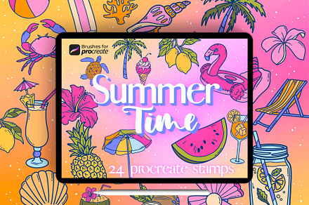 24 procreate summer stamp brushes