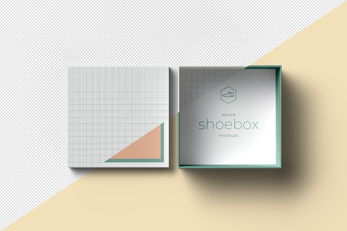 Square Shoe Box Mockup - 8 views, a Cups & Container Mockup by Illusiongraphic (Photo 10 of 20)