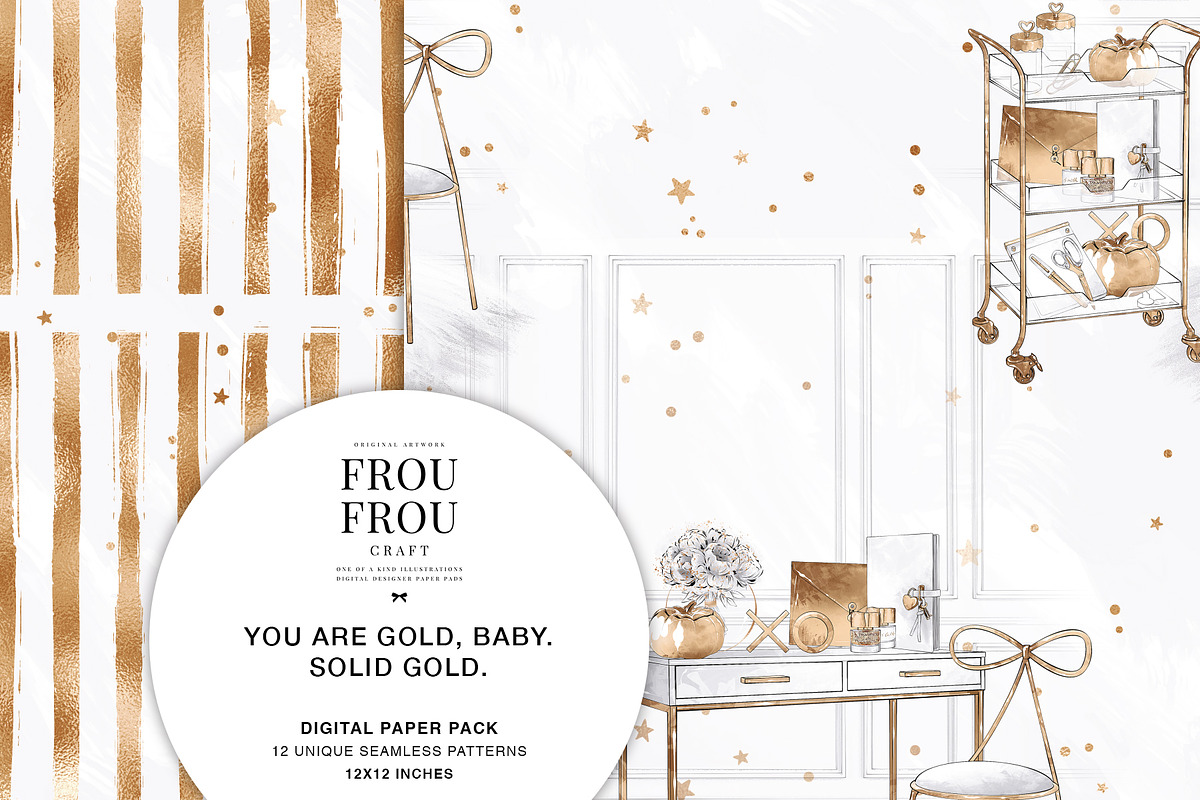 Gold Pink Stationery Paper Pack, a Pattern Graphic by Frou Fou Craft (Photo 4 of 7)