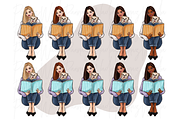 Girls with Books, a Person Illustration by Parinaz Wadia Design (Thumbnail 3 of 11)