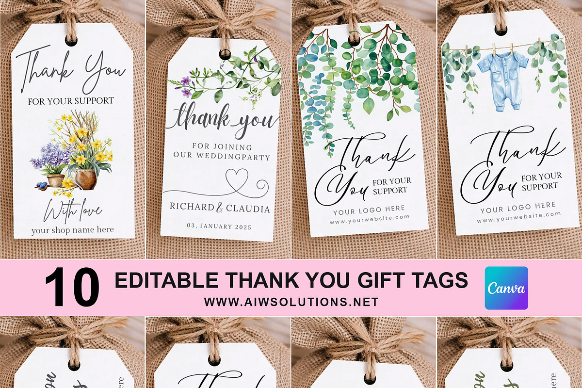 Watercolor flower thank you hang tag, a Card Template by AIW SOLUTIONS (Photo 5 of 7)