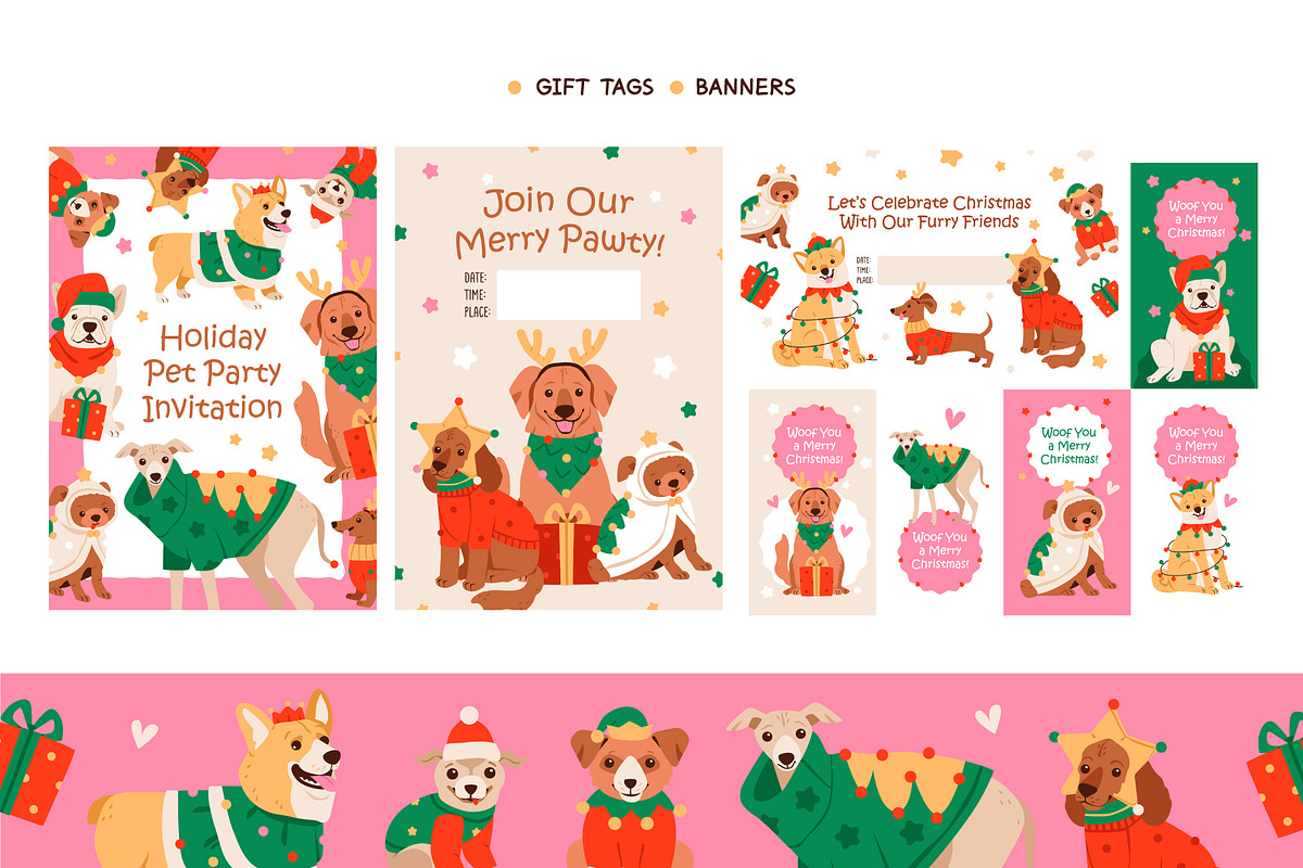 Christmas Dogs Clipart, an Animal Illustration by vik.stock (Photo 6 of 7)