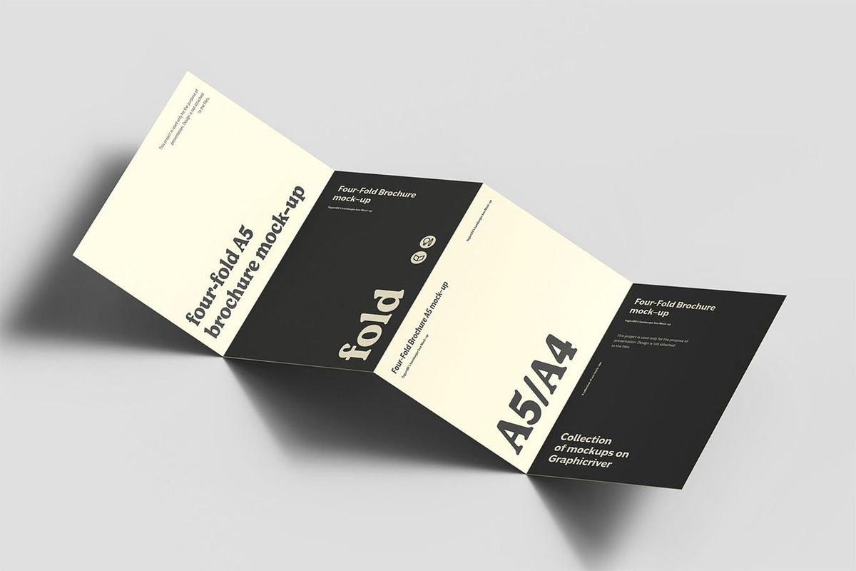 Four Fold A5 Brochure Mockup, an Advertising Mockup by Se٧enStudio (Photo 2 of 16)