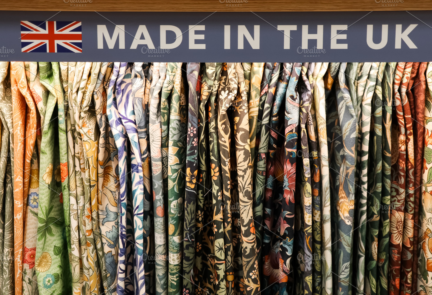 Made in the UK textiles displaying Arts and Crafts movement influence with vari, a Photo by Studio ANNA
