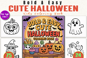 Bold & Easy Cute Halloween Coloring, a Seasonal Illustration by Ink Gallery