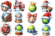 Christmas Sport Balls Sublimation, an Illustration by Designworld (Thumbnail 2 of 5)