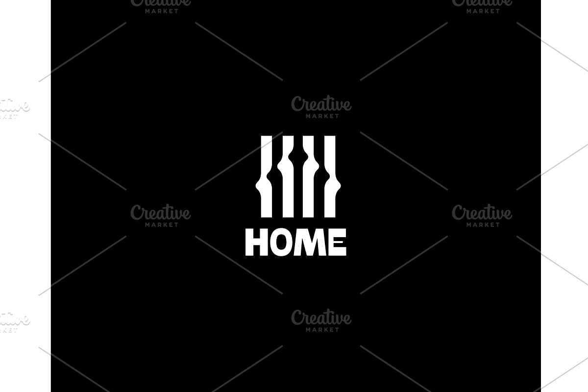 A house striped logotype in negative, an Illustration by Bureau
