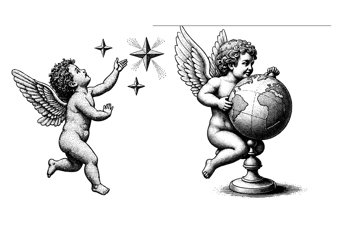 21 Cherub Illustrations - vector, a Decorative Illustration by Gonez Studio (Photo 11 of 13)