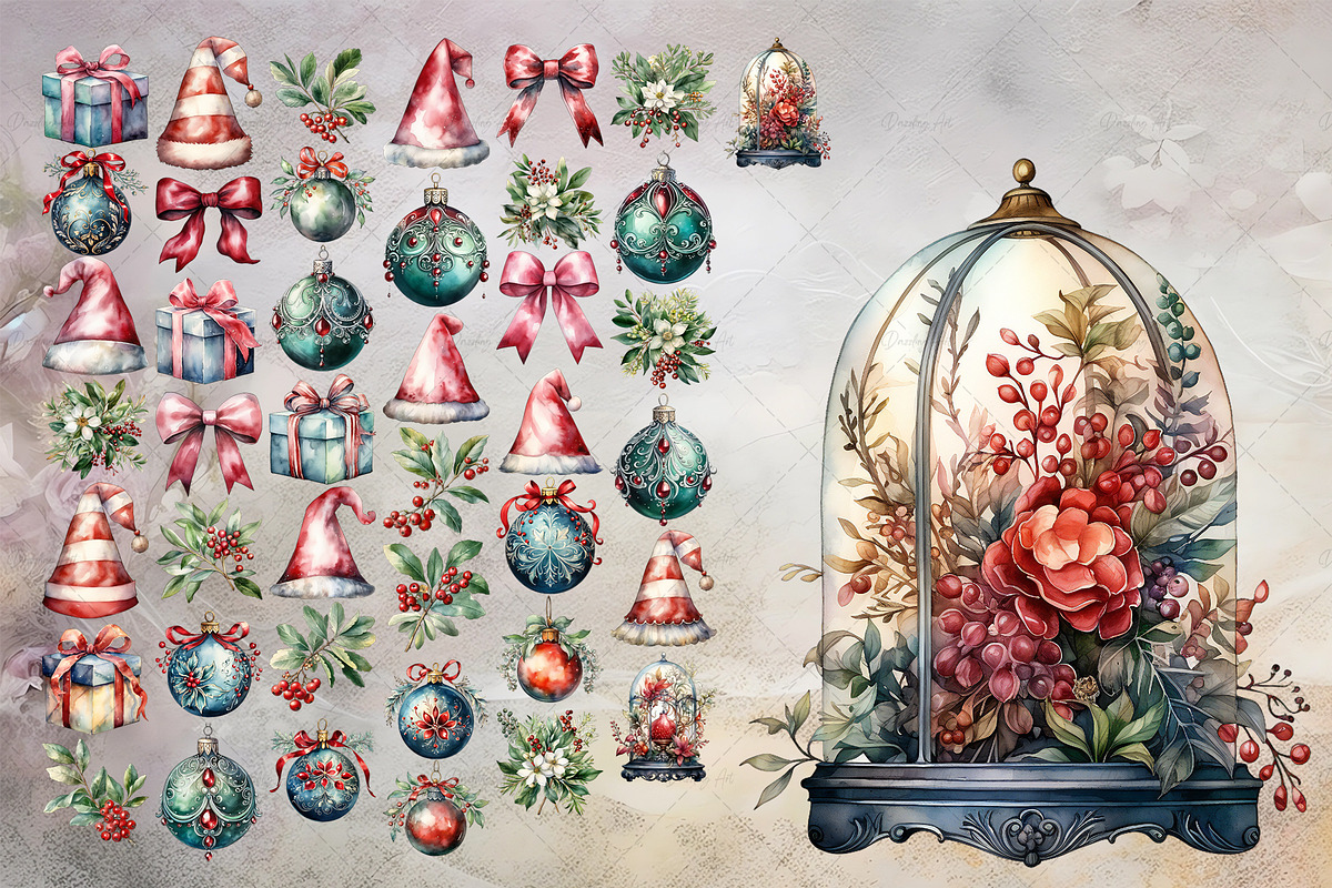Watercolor Christmas Cats | Kittens, an Illustration by Dazzling Art Boutique (Photo 4 of 10)