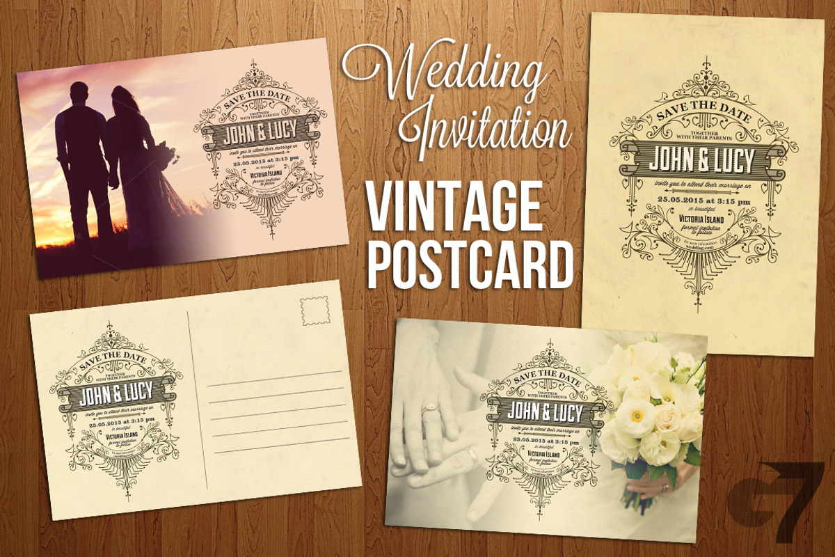 Wedding Invitation Vintage Postcard, an Invitation Template by G7 (Photo 1 of 4)