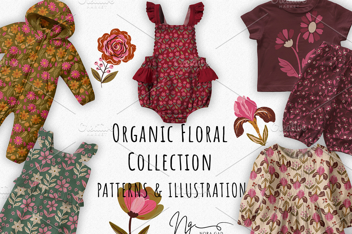 Organic Floral Patterns Collection, a Pattern Graphic by Nora Gad (Photo 2 of 18)