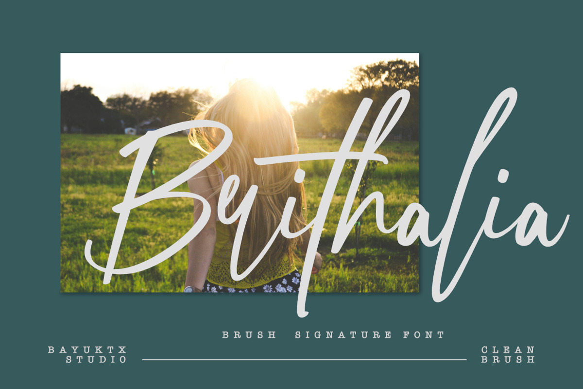 Brithalia Brush Signature Font, a Script Font by Bayuktx (Photo 1 of 10)