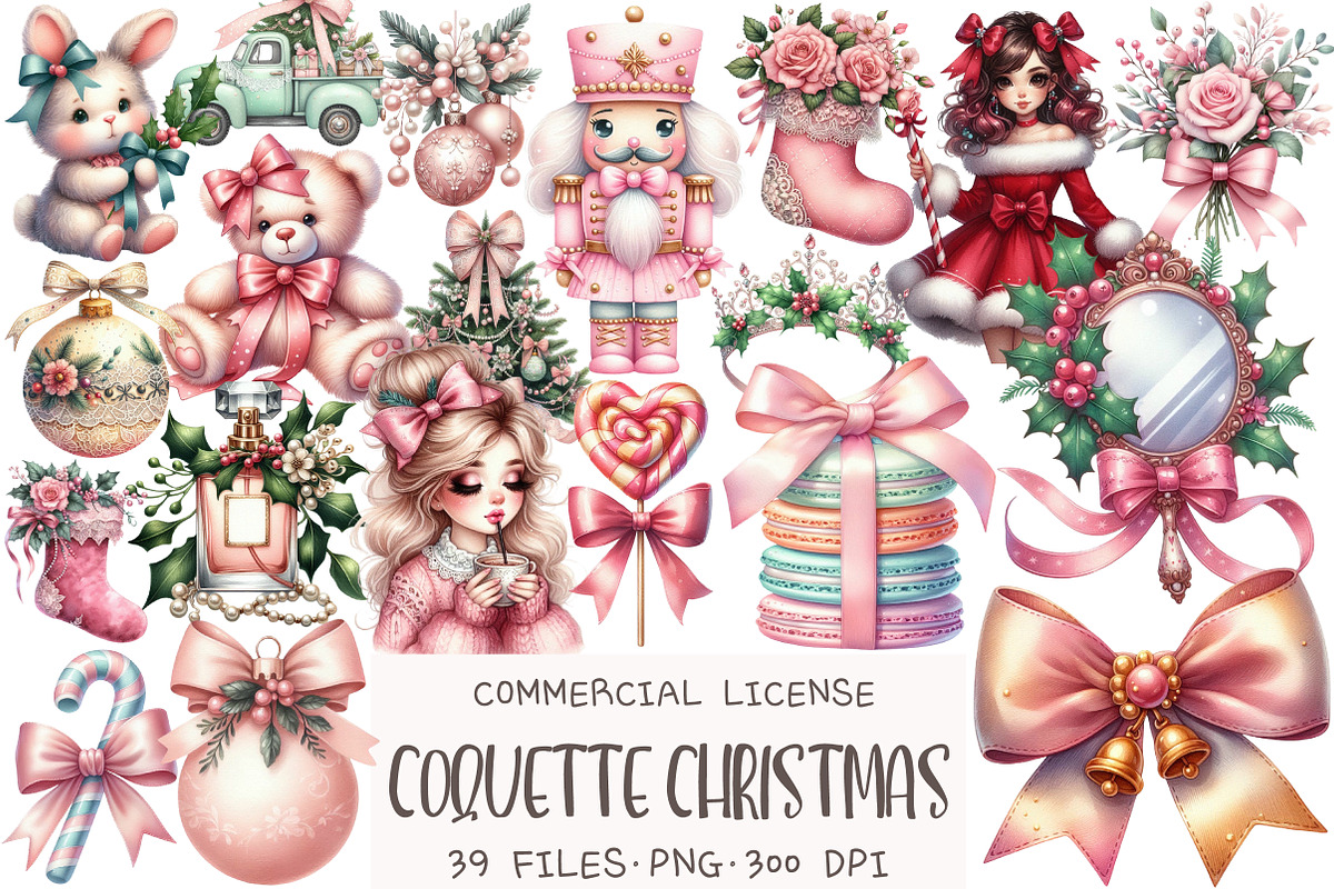 Coquette Christmas Clipart, an Illustration by OK Design (Photo 1 of 5)