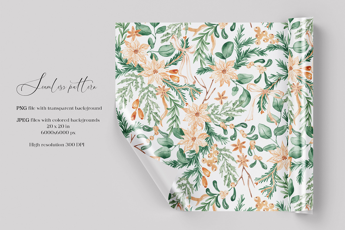 Festive Christmas Botanical Pattern, a Pattern Graphic by SirenaArt (Photo 3 of 15)