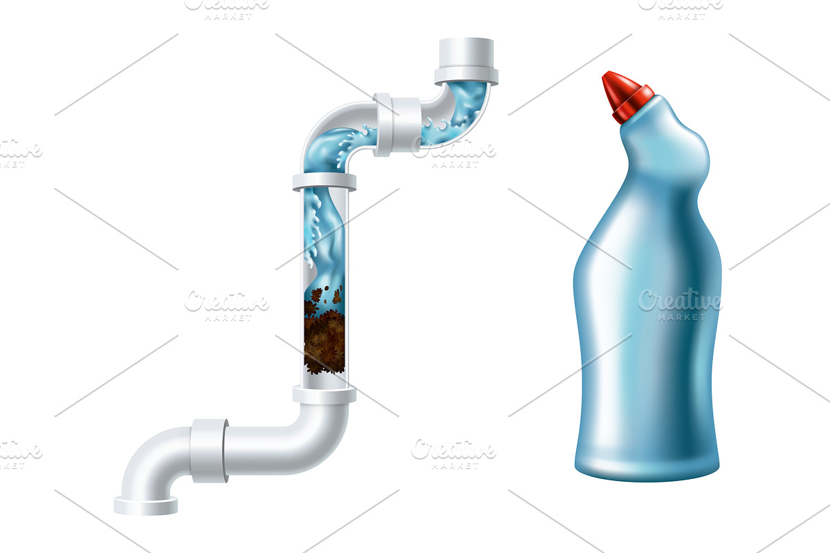 Clogged pipe drain and, an Illustration by Things for designers