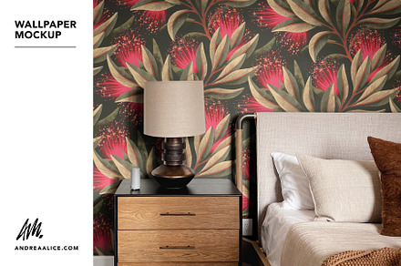 Wallpaper Mockup - Modern Bedside, a Household Mockup by Andrea Muller