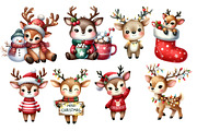 Cute Christmas Reindeer Clipart, an Illustration by Designworld (Thumbnail 3 of 6)