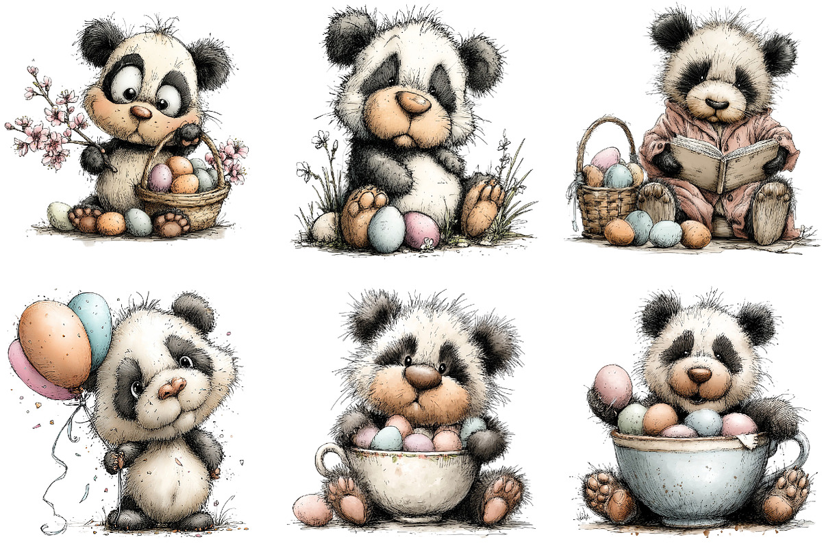 Whimsical Easter Panda Clipart, an Illustration by Sublimation Artist (Photo 4 of 7)