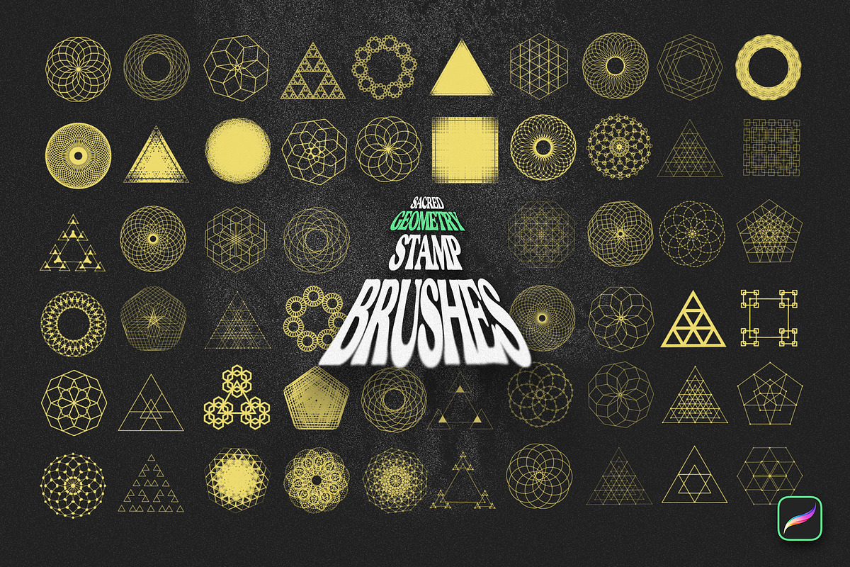 Sacred Geometry Procreate Stamps, a Brush Add-On by Layerform Design Co.