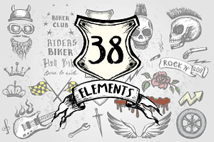 Skull,biker And Rock Elements