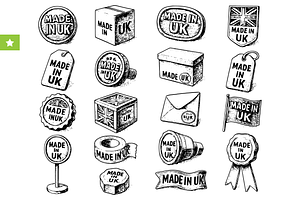 Made in UK Vintage Badge Set