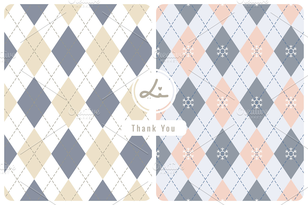 Winter Argyle plaid with Snowflake, a Pattern Graphic by lindoet23 (Photo 1 of 3)