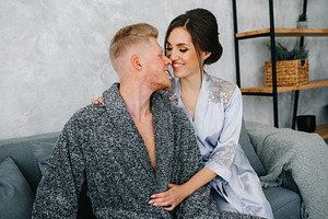 young couple in the morning at home, lifestyle
