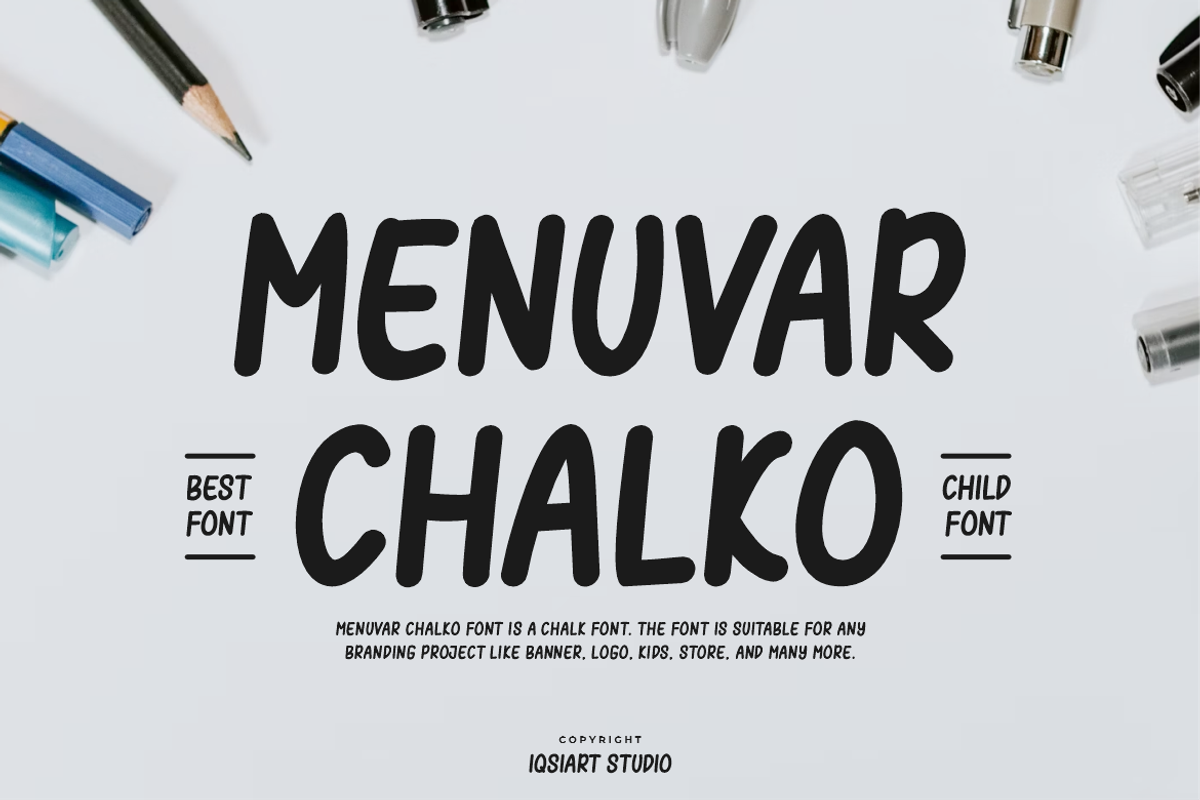 Menuvar Chalko - Chalk & Marker Font, a Sans Serif Font by Iqsiart Studio (Photo 1 of 6)