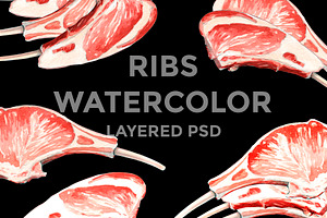 Ribs Watercolor illustrations