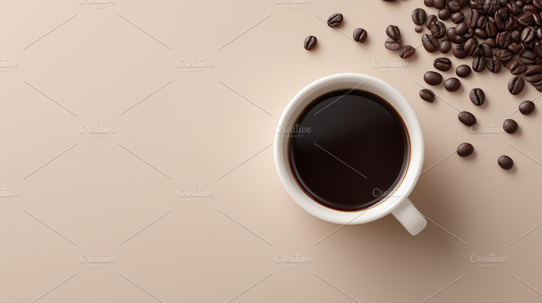 Cup of black coffee with scattered, a Food & Drink Photo by MistyDay