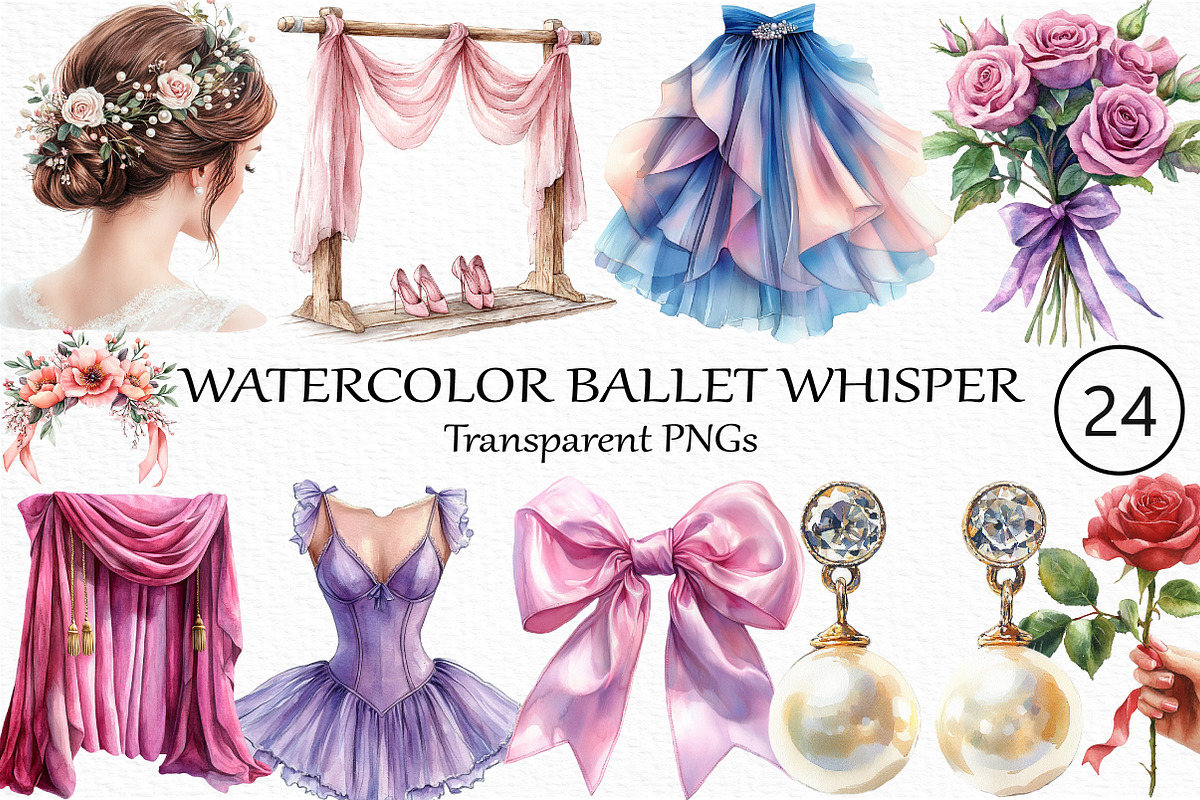 Watercolor Ballet Whisper Clipart, an Illustration by Craft Nest (Photo 1 of 4)