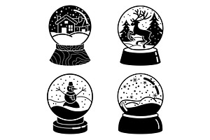 Snowglobe Icons Set, Simple Style