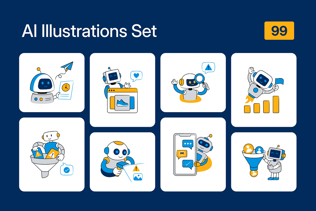 99 AI Flat Illustrations, a Technology Illustration by Vectors Market (Photo 1 of 11)