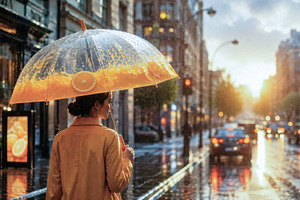 Walking with an umbrella in the rain, a Photo by Beautiful things