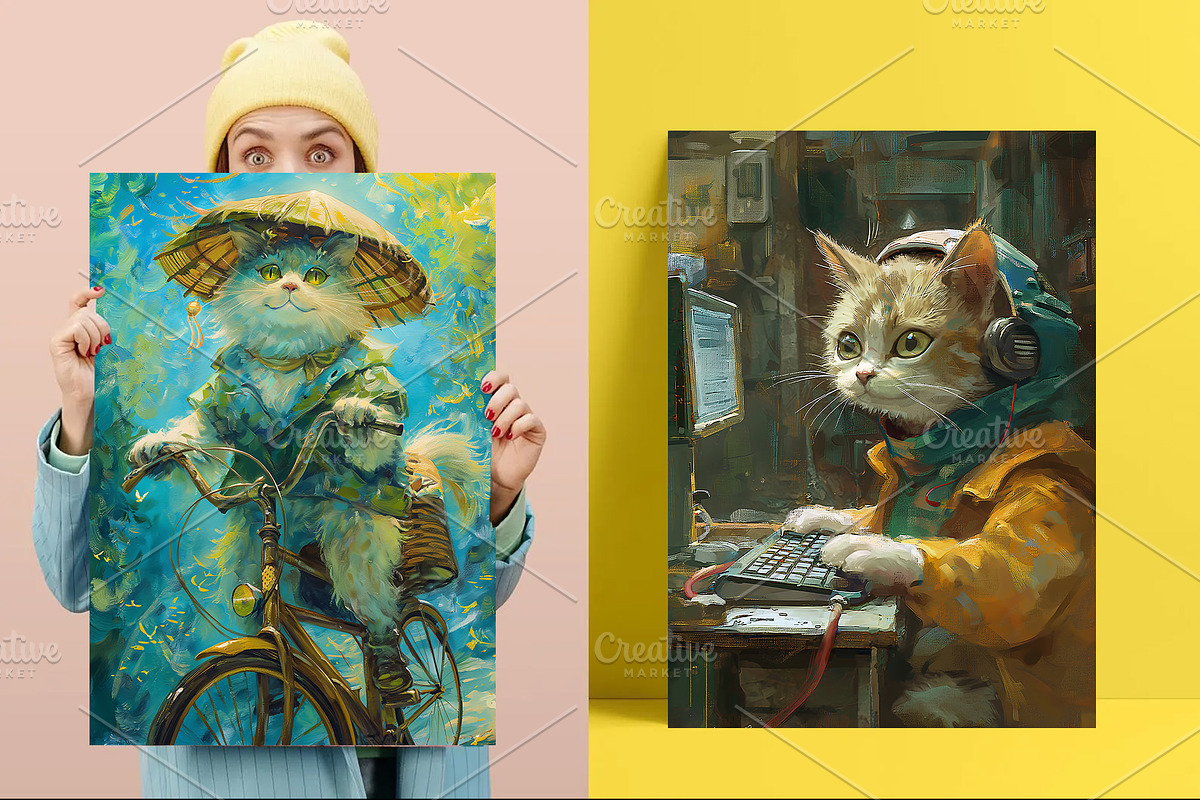 Watercolor Cat Wall Art Prints, an Animal Photo by Chipshpow Graphics (Photo 4 of 8)