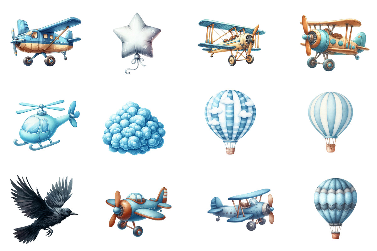 Air Transport Watercolor Clipart, an Illustration by Designworld (Photo 2 of 5)