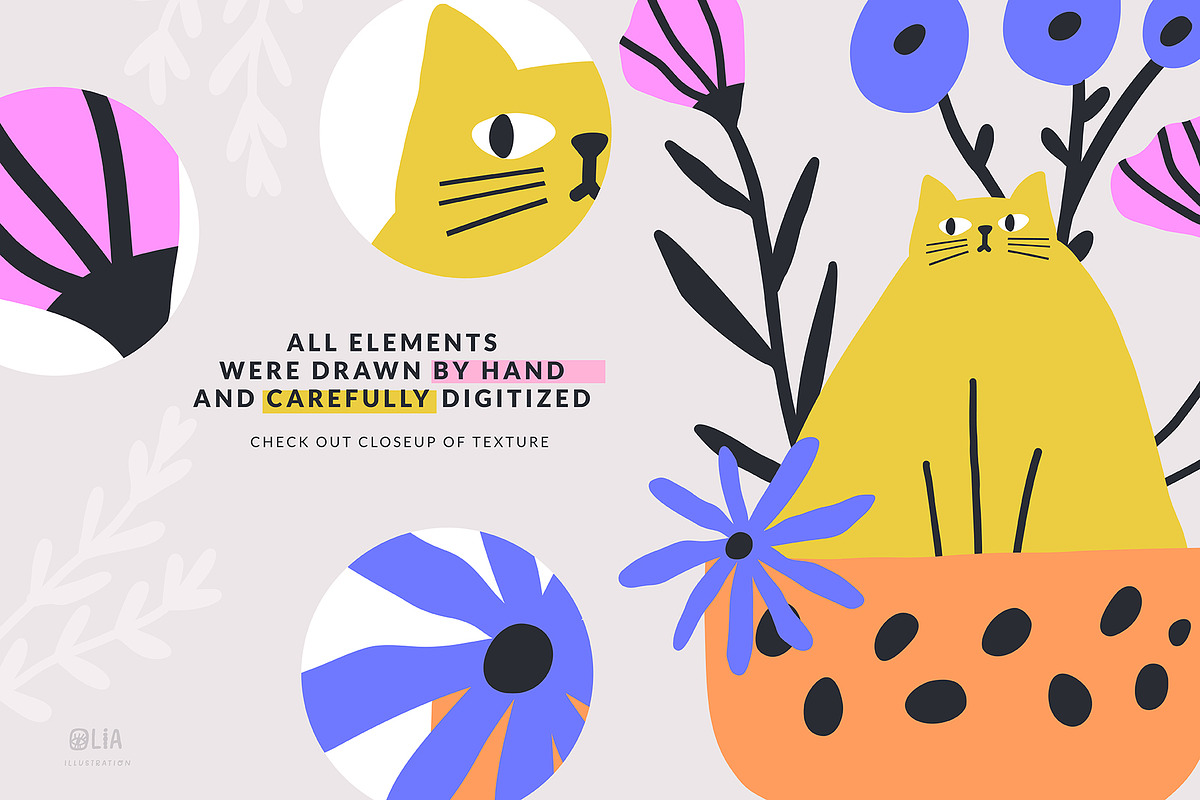 Cats and Flowers | 100% Hand drawn, an Animal Illustration by Olia (Photo 12 of 14)