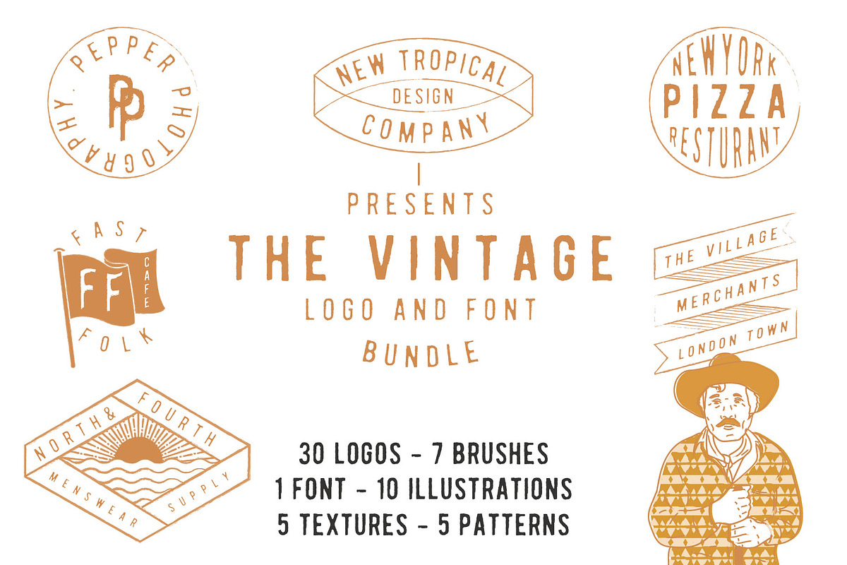 The vintage logo & font super bundle, a Branding & Logo Template by Tropical Type (Photo 1 of 16)